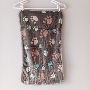 New Dono Dog Blanket Soft Fluffy Fleece Paw Print Grey Pink Blue 15" x 23"